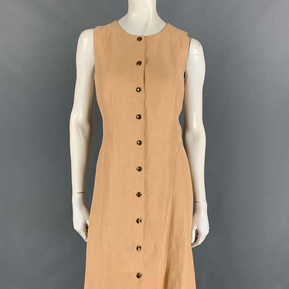 RALPH LAUREN Collection Beige Acetate Blend Snaps Dress - Picture 2 of 7